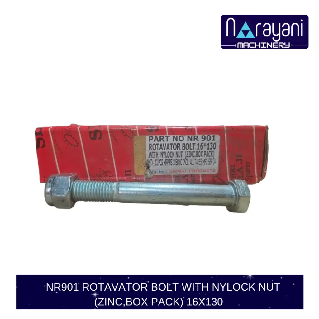 ROTAVATOR BOLT WITH NYLOCK NUT (ZINC,BOX PACK) 16X130   