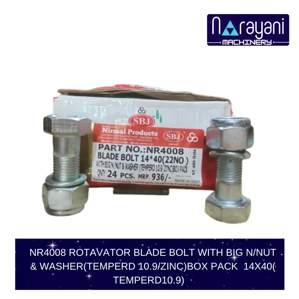 ROTAVATOR BLADE BOLT WITH BIG N/NUT & WASHER(TEMPERD 10.9/ZINC)BOX PACK  14X40( TEMPERD10.9)   