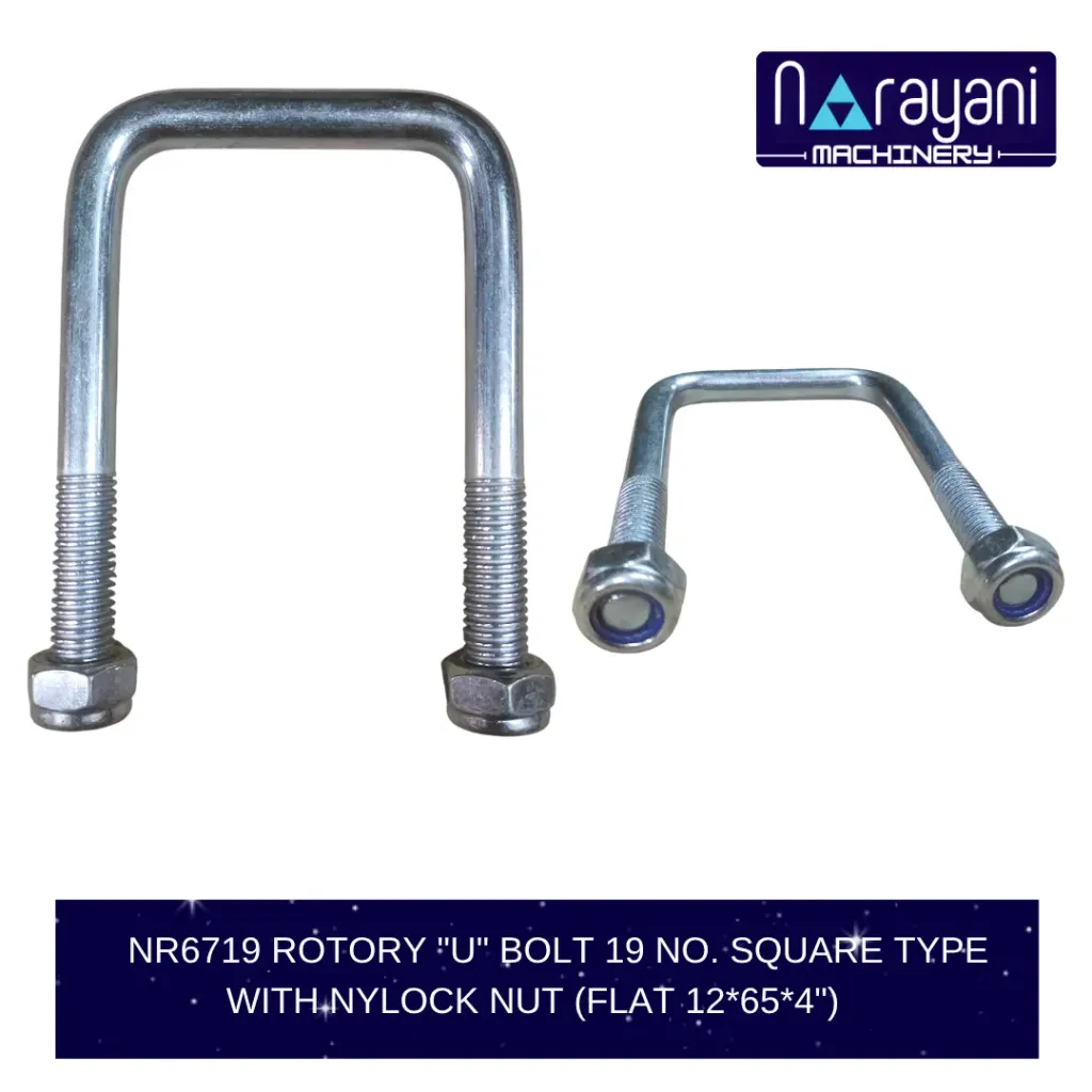 ROTORY "U" BOLT 19 NO. SQUARE TYPE WITH NYLOCK NUT (FLAT 12*65*4")     